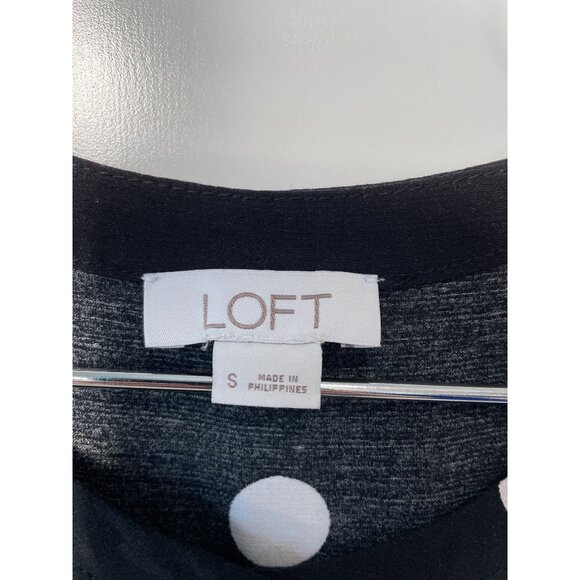 Loft Jumpsuit Size Small Flutter Sleeve Polka Dot Straight Leg Black White Rayon - Picture 4 of 7